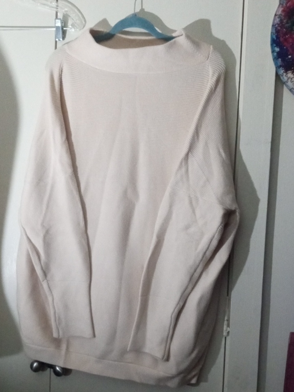 Source Unknown Women's Cream Boatneck Rib Knit Soft Sweater XL